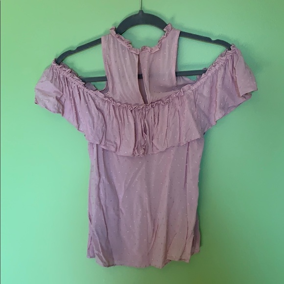 Express Swiss Dot Cold Shoulder Top - Picture 3 of 3